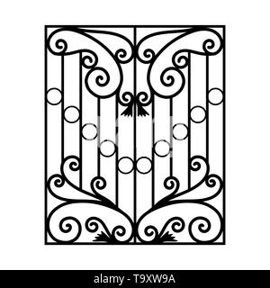 Iron window grills. Window railing vector image black paint with dimension on the white background eps10 Stock Vector