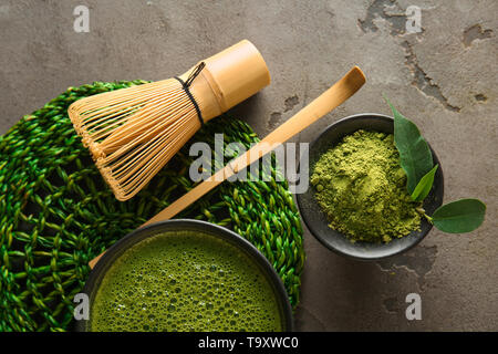 Composition with matcha tea on table Stock Photo