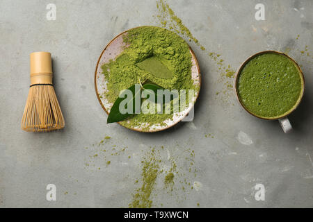 Composition with matcha tea on table Stock Photo