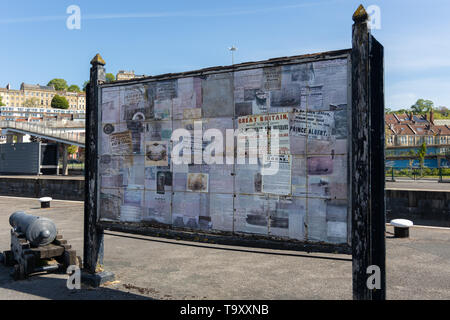 BRISTOL, UK - MAY 14 : Old notice board outside the Harbour Masters Watch House by the River Avon at Clifton in Bristol on May 14, 2019 Stock Photo