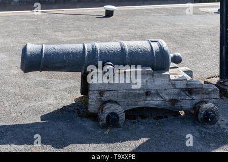 BRISTOL, UK - MAY 14 : Old Cannon outside the Harbour Masters Watch House by the River Avon at Clifton in Bristol on May 14, 2019 Stock Photo