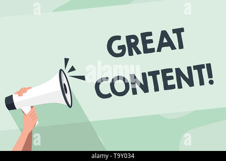 Word writing text Great Content. Business photo showcasing valuable text matter of a document or publication in any form Human Hand Holding Tightly a  Stock Photo