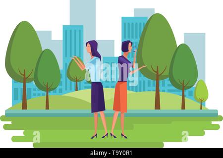 cellphones showing a couple Stock Vector