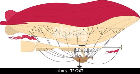 vector airship, zeppelin, dirigible retro clip art Stock Vector