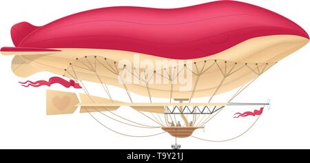 vector airship, zeppelin, dirigible retro clip art Stock Vector