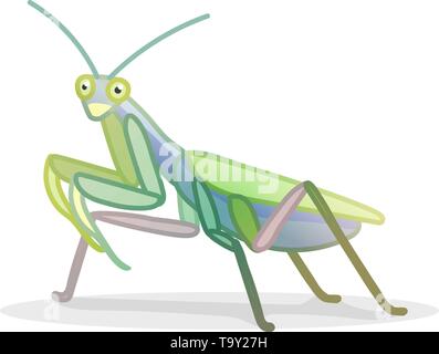 vector cute cartoon insect clip art mantis Stock Vector
