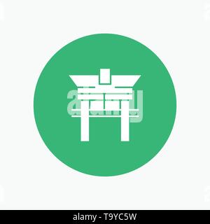 Gate, Bridge, China, Chinese white glyph icon Stock Vector