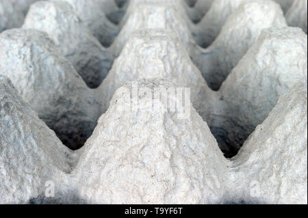 Underside of an Empty Biodegradable Molded Pulp Fiber Egg Carton Tray. Stock Photo