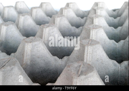 An Empty Biodegradable Molded Pulp Fiber Egg Carton Tray. Stock Photo