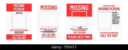 Black missing poster template. Person lost banner design Stock Vector ...