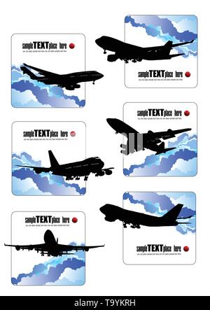 Six Airplane silhouettes . Vector illustration for designers Stock ...