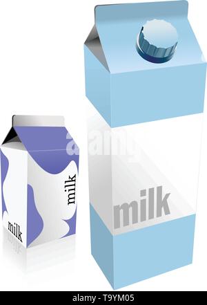 Dairy produces collection in carton box. Milk. Vector Stock Vector