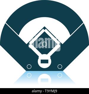 Baseball Field Aerial View Icon. Shadow Reflection Design. Vector Illustration. Stock Vector