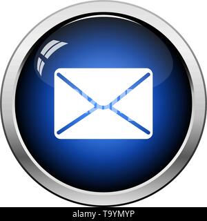 Mail Icon. Glossy Button Design. Vector Illustration. Stock Vector