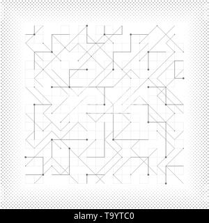 Abstract vector gray line geometric triangle square dotted tech minimal design cover. You can use for tech cover design, ad, poster, artwork. Stock Vector