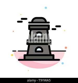 Observatory, Tower, Watchtower Abstract Flat Color Icon Template Stock Vector