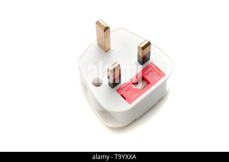 United Kingdom wall plug eu travel adapter on white background Stock Photo