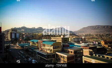 Aerial panorama view to Maseru, the capital of Lesotho - 28 august 2013 Stock Photo