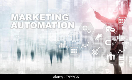 Marketing Automation Software Technology Process System Internet Business concept. Mixed media background. Stock Photo