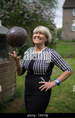 Rose Reilly, ex-footballer, played for Italy and Scotland, pioneer in women's football, photographed at home in Stewarton, Scotland, on 17 May 2019. Stock Photo