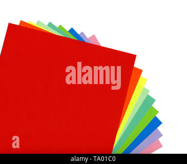 Multicolored paper, arranged as a fan, isolated on a white background Stock Photo