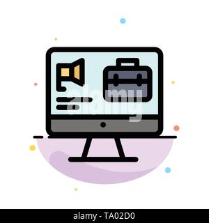 Computer, Bag, Speaker, Job Abstract Flat Color Icon Template Stock Vector