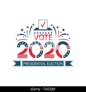 2020 United States of America Presidential Election banner. USA flag banner Vote Stock Vector