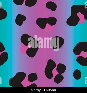 Vector neon gradient animal print. Seamless leopard pattern design for fabric and textile, packaging, web and social media design. Stock Vector