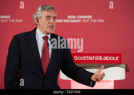 Glasgow, UK. 20 May 2019. Former Labour Prime Minister Gordon Brown will join Scottish Labour leader Richard Leonard and the party’s candidates for a European Parliament election campaign rally at The Lighthouse gallery in Glasgow. Stock Photo