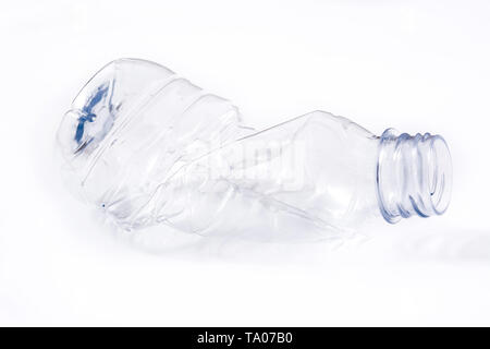 Disposable waste plastic bottle isolated on white background Stock Photo