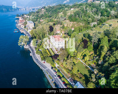 Village of Tremezzo and Villa Carlotta, lake of Como in Italy