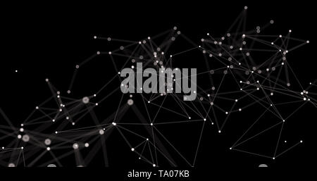 Abstract futuristic light wallpaper background design. Science dark pattern with structure mesh and lines. Modern business space triangular illustrati Stock Photo