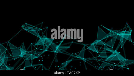 Abstract futuristic light wallpaper background design. Science dark pattern with structure mesh and lines. Modern business space triangular illustrati Stock Photo