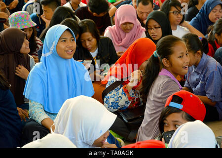 jakarta, indonesia - 2015.12.15: a group of schoolgirls from semarang at the national museum Stock Photo