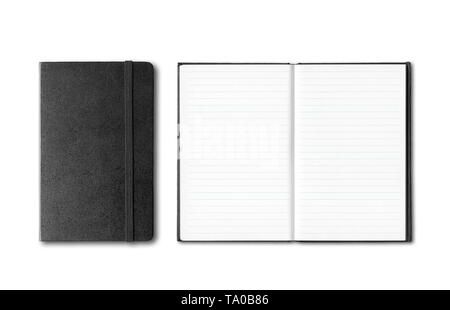 Black closed and open notebooks mockup isolated on white Stock Photo