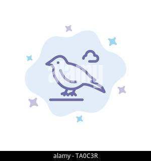 Bird, British, Small, Sparrow Blue Icon on Abstract Cloud Background Stock Vector