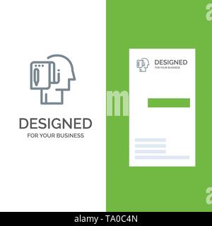 Begin, Start From Scratch, List, Note, Start Grey Logo Design and Business Card Template Stock Vector