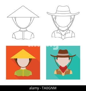 Vector illustration of imitator and resident logo. Collection of imitator and culture stock symbol for web. Stock Vector
