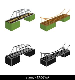 bridge,sea,mounted,assembled,hanging,columns,bank,autobahn,river,metal,waterfall,long,handrails,shore,pendulous,rail,building,train,cable,connection,design,construct,side,bridgework,architecture,landmark,structure,crossing,sight,set,vector,icon,illustration,isolated,collection,element,graphic,sign, Vector Vectors , Stock Vector