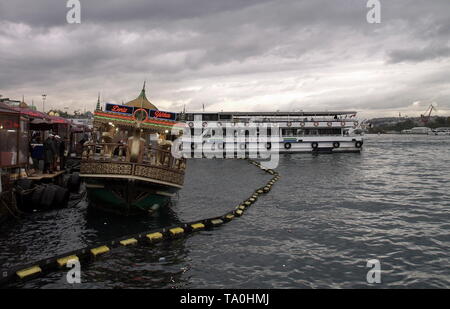 Istanbul turkish street life on a rainy autumn day in november Stock Photo