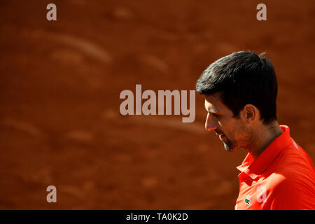 Novak Djokovic of Serbia reacts during the Men's final match played against Rafael Nadal of Spain. Rafael Nadal won 6-0, 4-6, 6-1  Roma 19/05/2019 For Stock Photo