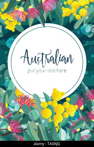 Tropical austalia design vector leaves and flowers Stock Vector