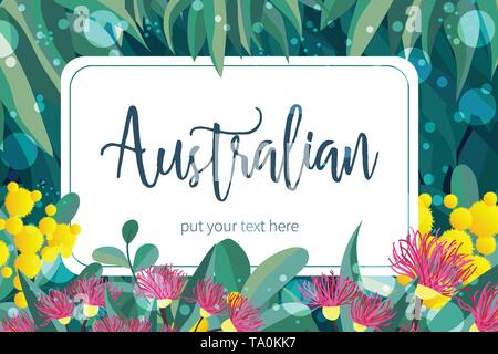 Tropical austalia design vector leaves and flowers Stock Vector