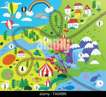 Cartoon vector amusement park map background isolated Stock Vector ...