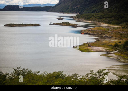 Lapataia bay in the Tierra del Fuego National Park. Ushuaia in the Patagonia Argentina Stock Photo