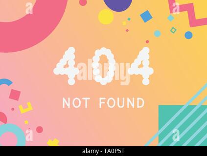 Vector 404 error page not found phrase font Stock Vector