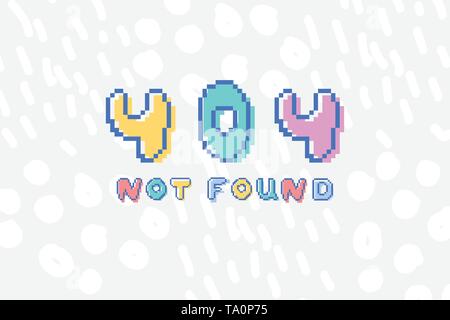 Vector 404 error not found phrase in pixel art Stock Vector