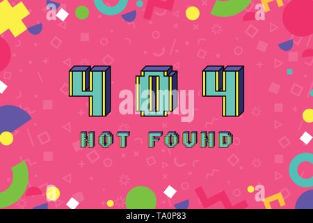 Vector 404 error not found phrase in pixel art 8 bit style Stock Vector