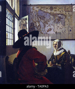 Johannes Vermeer - officer laughing girl 1657 Stock Photo