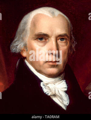 Portrait of James Madison the fourth President of the United States by  John Vanderlyn, 1816 Stock Photo